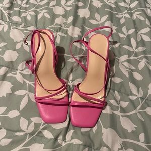Pink strappy heels